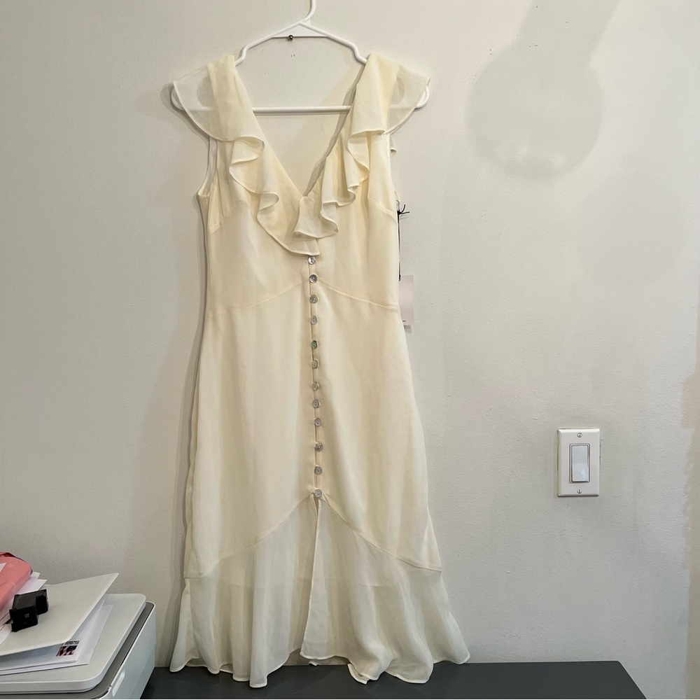 LPA White Ruffle-Trim Button Front Dress - Picture 2 of 6